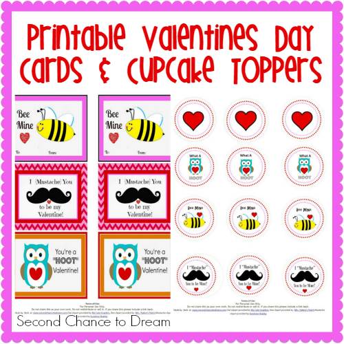 Second Chance To Dream   Printable Valentine's Day Cards And Cupcake