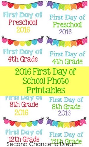 Second Chance To Dream - 2016 First Day of School Printables (Pre-12)