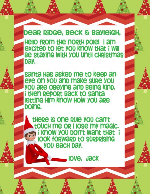 Barb Camp - Printable Elf on the Shelf Welcome Letter