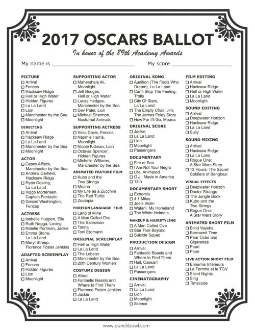 Second Chance To Dream - 2017 Oscars Party Planning Guide