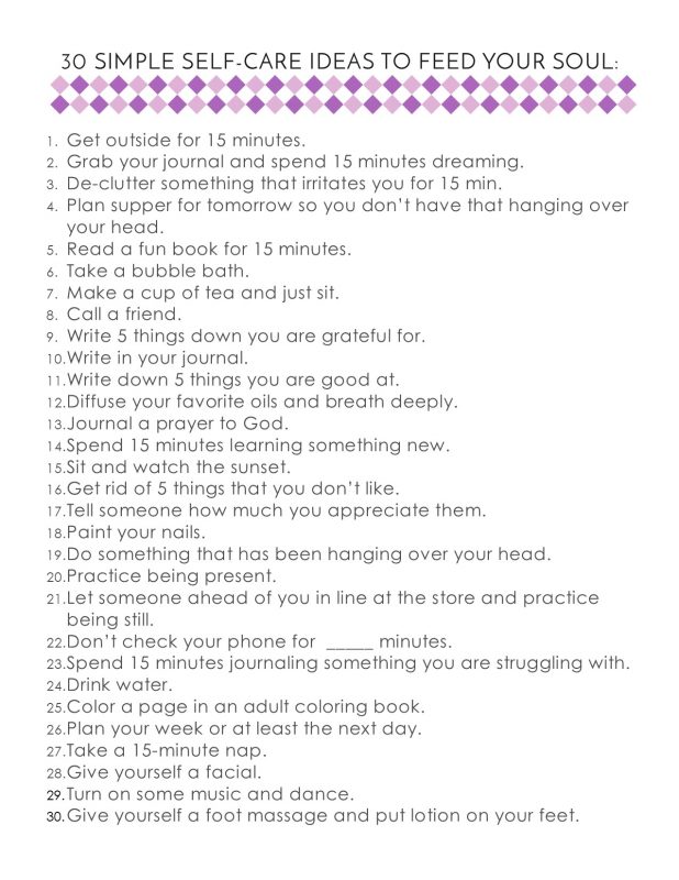 Second Chance To Dream - 30 Simple Self-Care Ideas