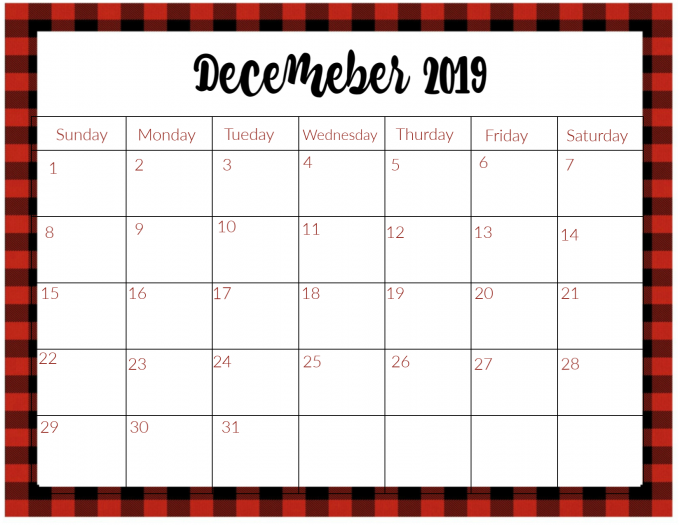 Barb Camp - FREE 2019 Buffalo Check Christmas Planner